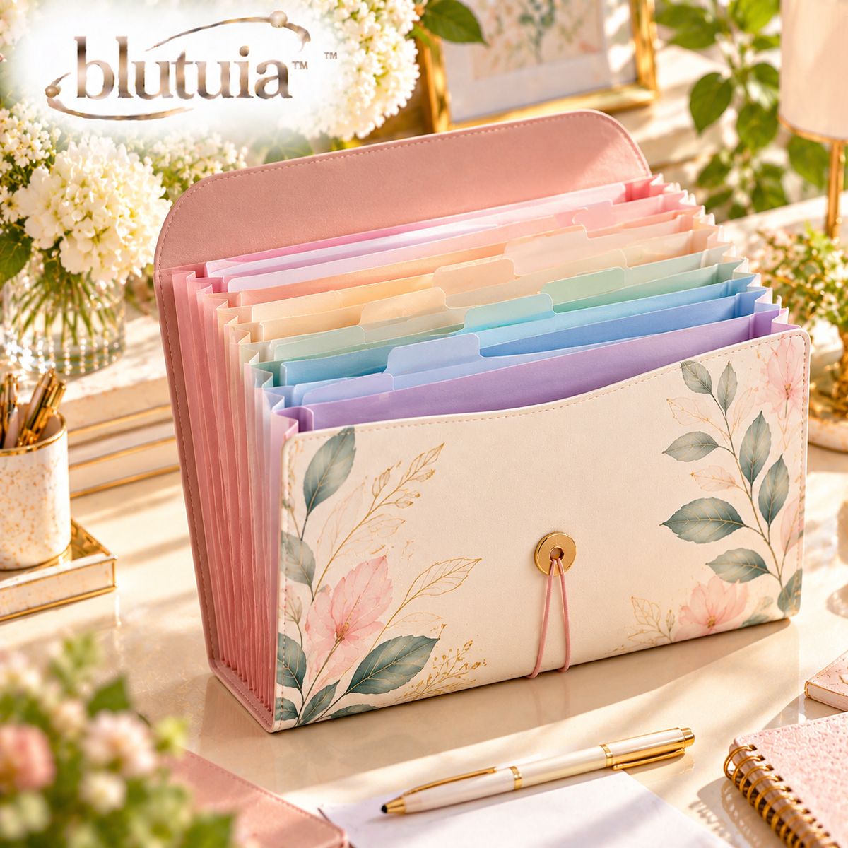blutuia™ FrameFile Letter-Size Document Organizer | 8-Pocket Expandable File Folder for US Letter Paper & Projects