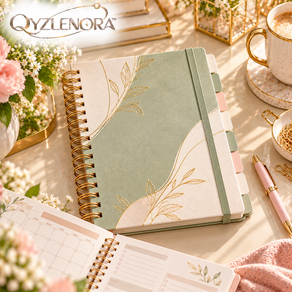 QYZLENORA™ StillForm Undated Daily Planner | 12-Month Productivity Planner with Monthly, Priority & Notes Pages