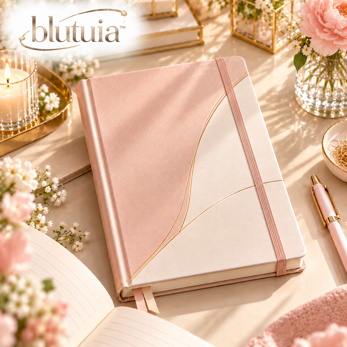 blutuia™ HaloBound Hardcover Journal | Premium Lined Notebook, Lay-Flat Writing Journal, 192 Pages