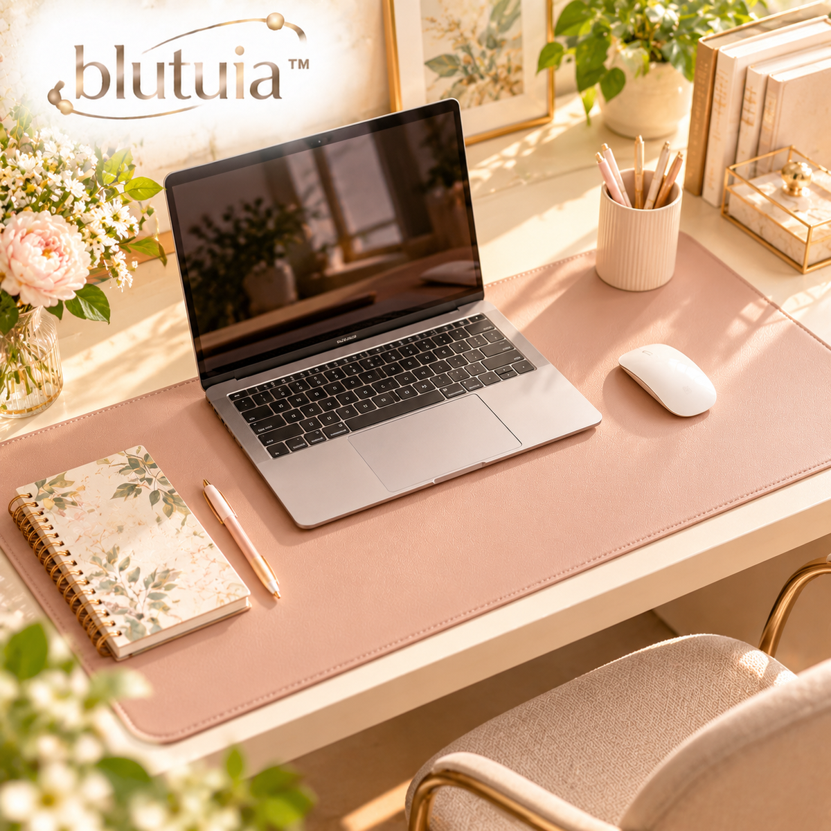blutuia™ Atelier Writing Desk Mat | 31.5 × 15.7 Inch Vegan Leather Desk Pad for Keyboard, Mouse & Journaling