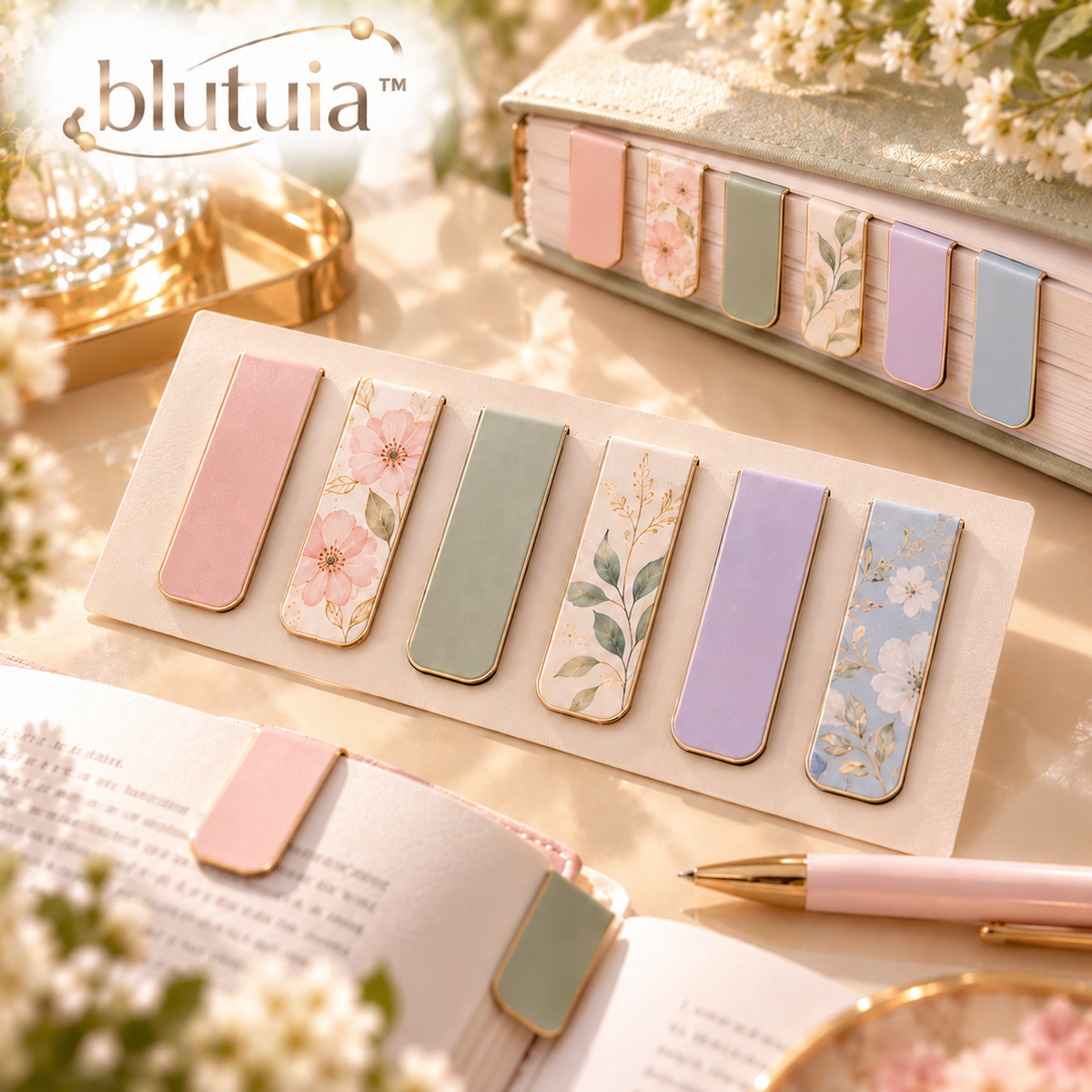 blutuia™ QuietPage Magnetic Bookmarks | 6-Pack Slim Page Markers for Books, Journals, Planners & Study Notes